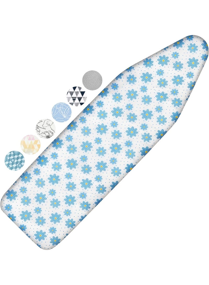 Ironing Board Cover and Pad, 15x54 Standard Size Thick Iron Padding, Scorch & Stain Resistant Ironing Board Cover, Heavy Duty Iron Board Padded with Adjustable Fasteners Durable Elastic Edge, Daisy